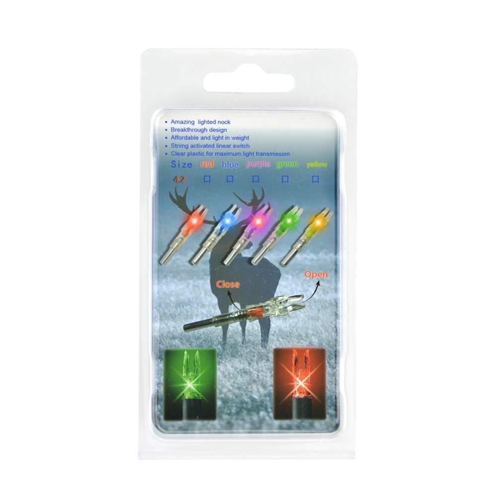 SHARROW SHARROW Archery Arrows Nock LED Lighted Nocks Hunting Shooting Luminous Lighted Compound Recurve Bow Glowing Arrow Nock Tail Fit 4.2mm Arrow Shaft 6pcs (Green)