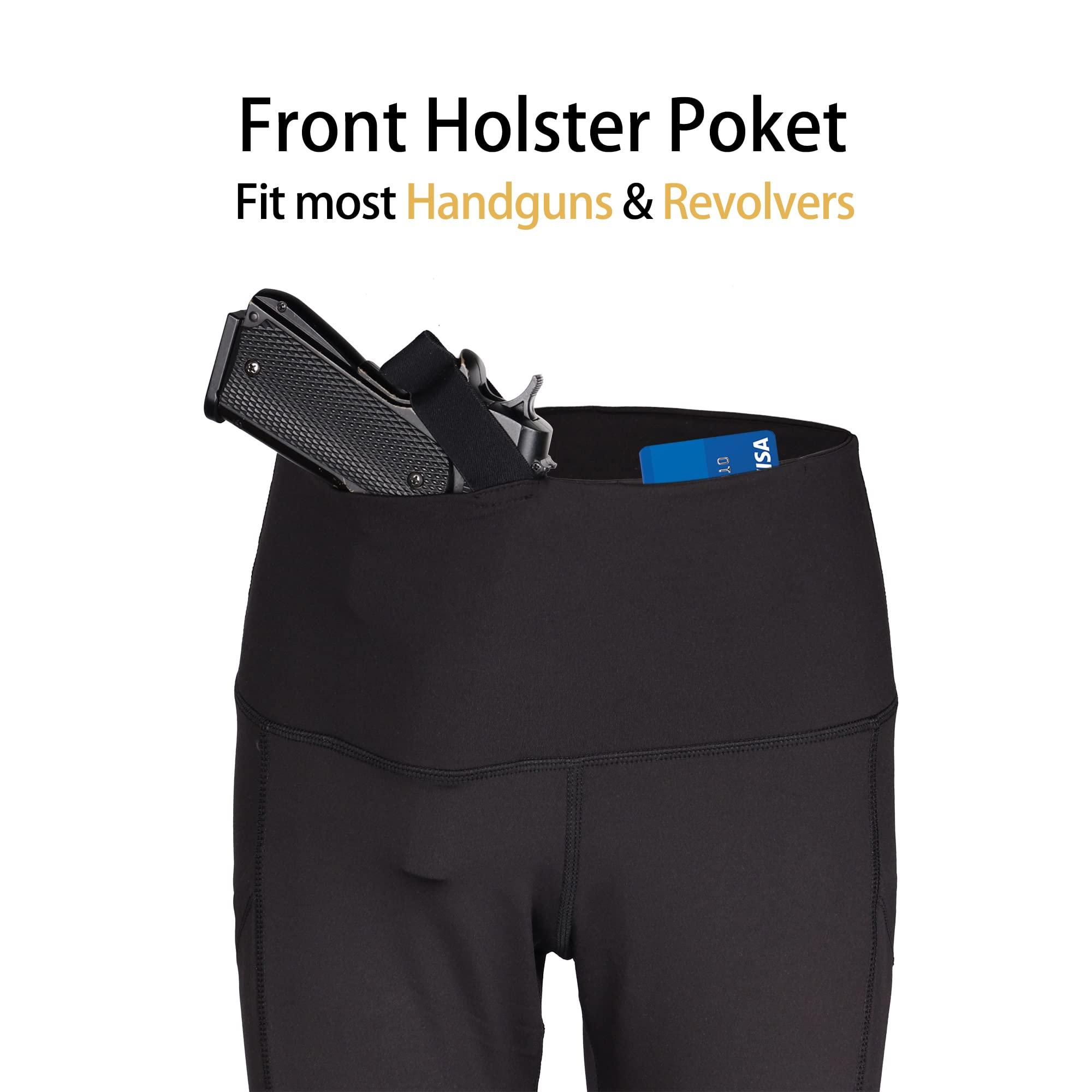 lilcreek Lilcreek Women\'s Concealed Carry Leggings Gun Holster with Side Pockets,Concealment Compression Universal Yoga Pants