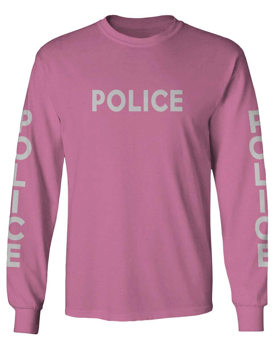 VICES AND VIRTUES VICES AND VIRTUES Police Officer Costume Support Blue Lives Men's Long Sleeve t Shirt (Pink 2X Large)