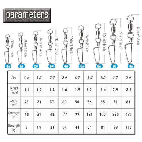 AMYSPORTS AMYSPORTS High Strength Fishing Snap Swivels Ball Bearing Swivels Stainless Fishing Swivels Saltwater Corrosion Resistance Barrel Swivel for Freshwater Fishing 25pcs 180lbs
