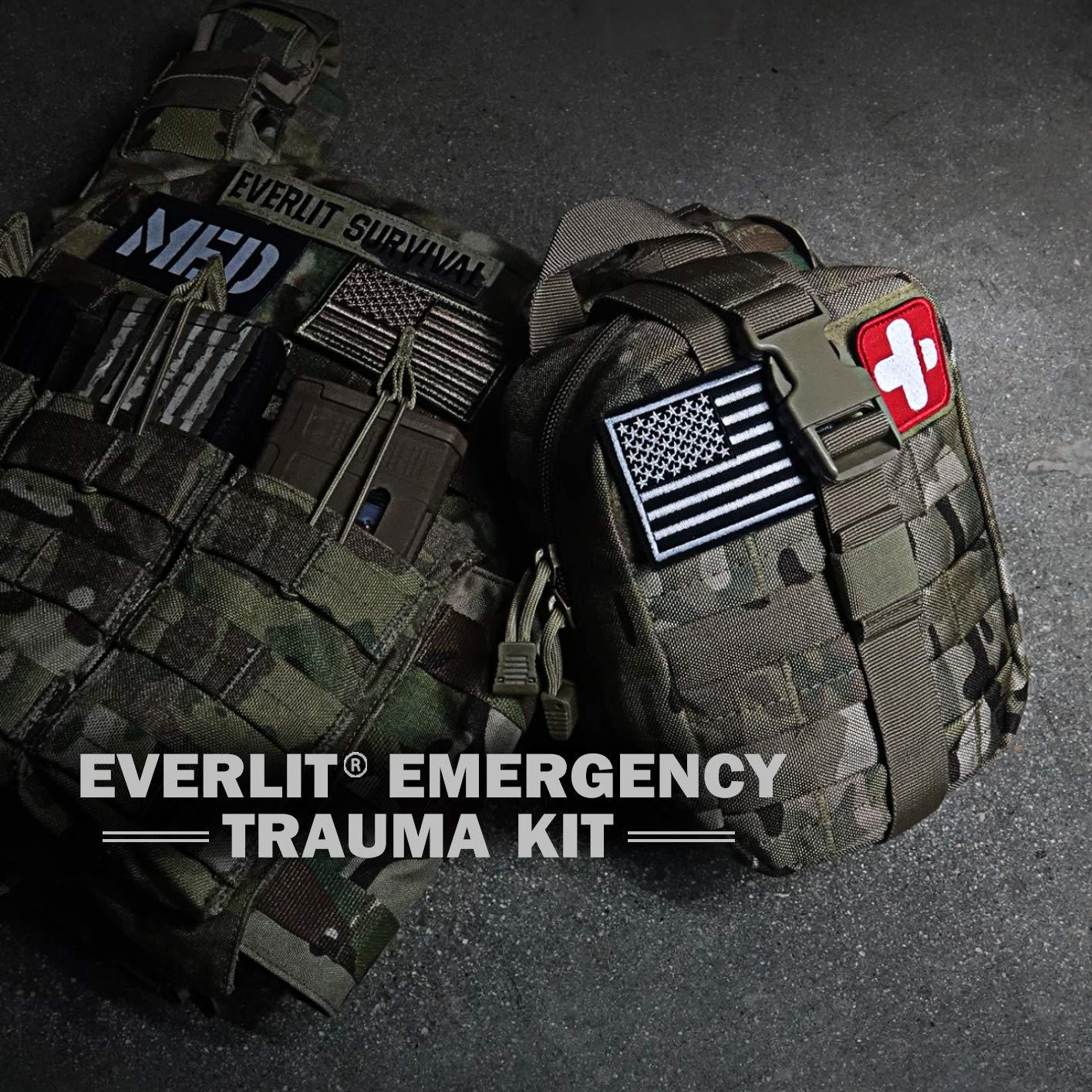 EVERLIT EVERLIT Emergency Trauma Kit, CAT GEN-7 Tourniquet 36" Splint, Military Combat Tactical IFAK for Critical Wounds First Aid, Gun Shots, Severe Bleeding Control (Camouflage)