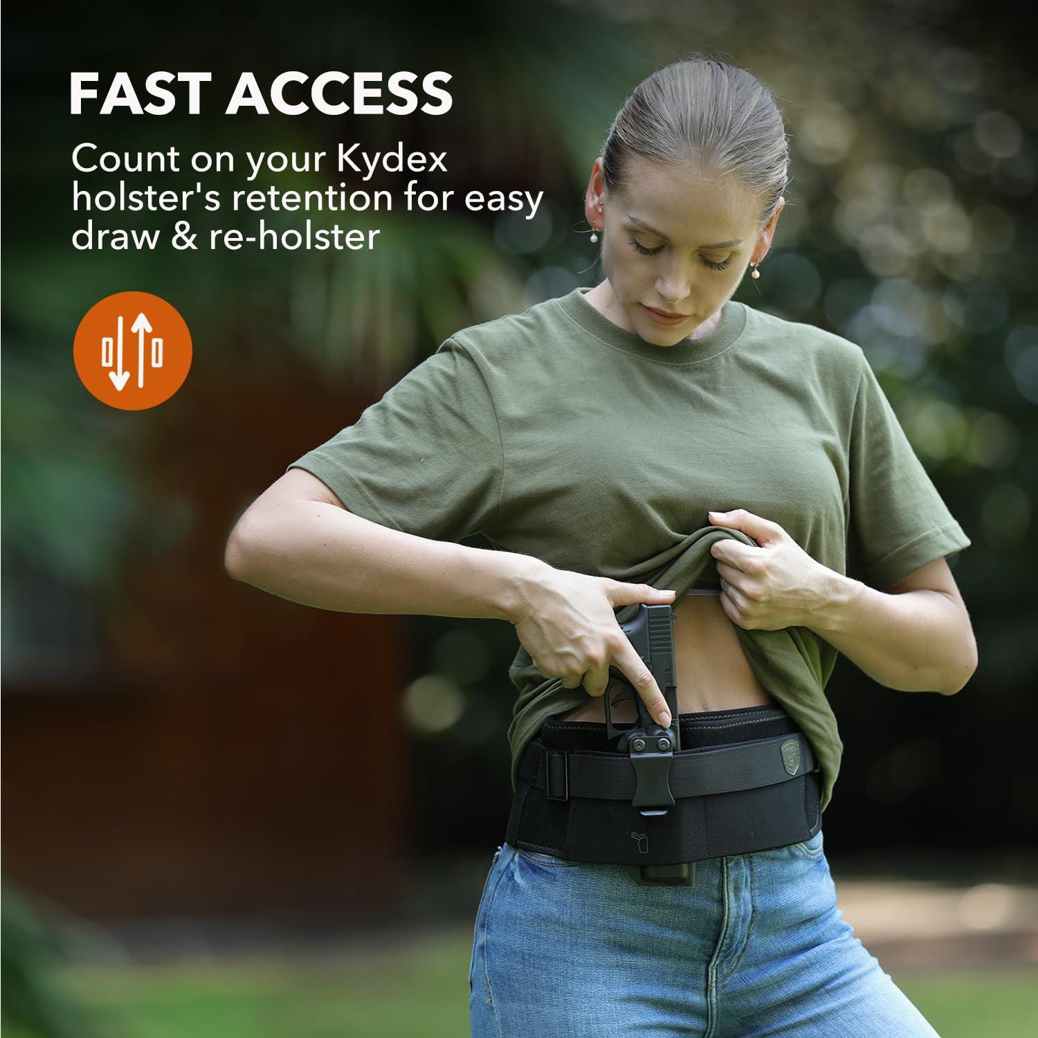 MUNALO MUNALO Belly Band Holster for Women & Men Gun Holsters for Concealed Carry Tactical Pistol Belt Compatible with Any Kydex Holster for Running, Hiking, Jogging & EDC (Kydex Holster not Included) Size 2