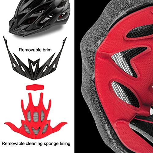 Basecamp Basecamp Bike Helmet for Men Women with LED Safety Light Removable Sun Visor Lightweight Bicycle Helmet Adjustable Breathable Mountain & Road Cycling Helmets for Adult (BC-10)