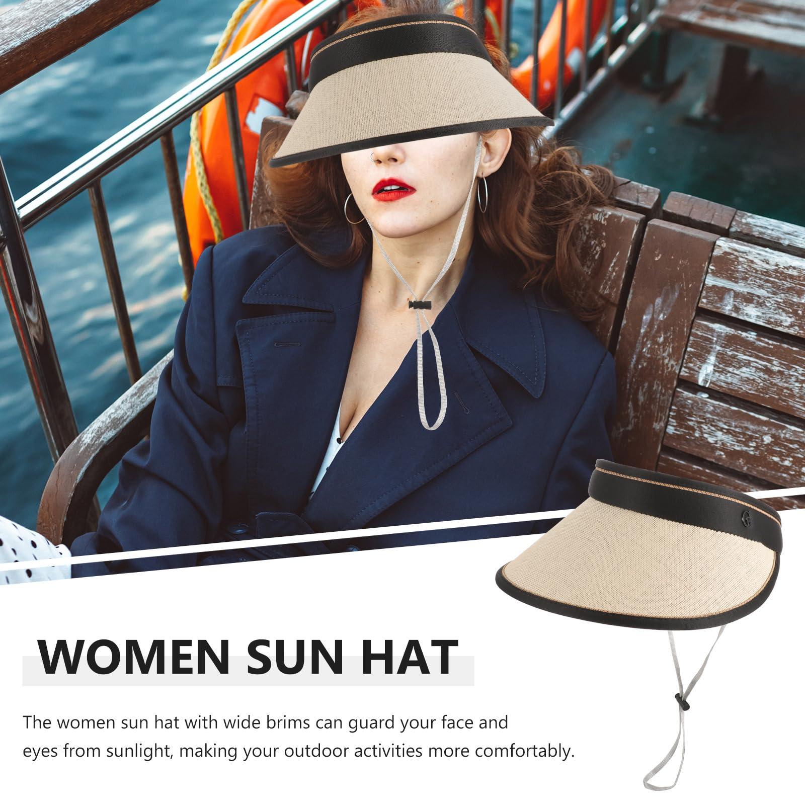 WRITWAA Packable Straw Sun Hat for Women - Wide Brim Uv Protection Visor, Foldable Beach Hat for Summer Outdoor Activities