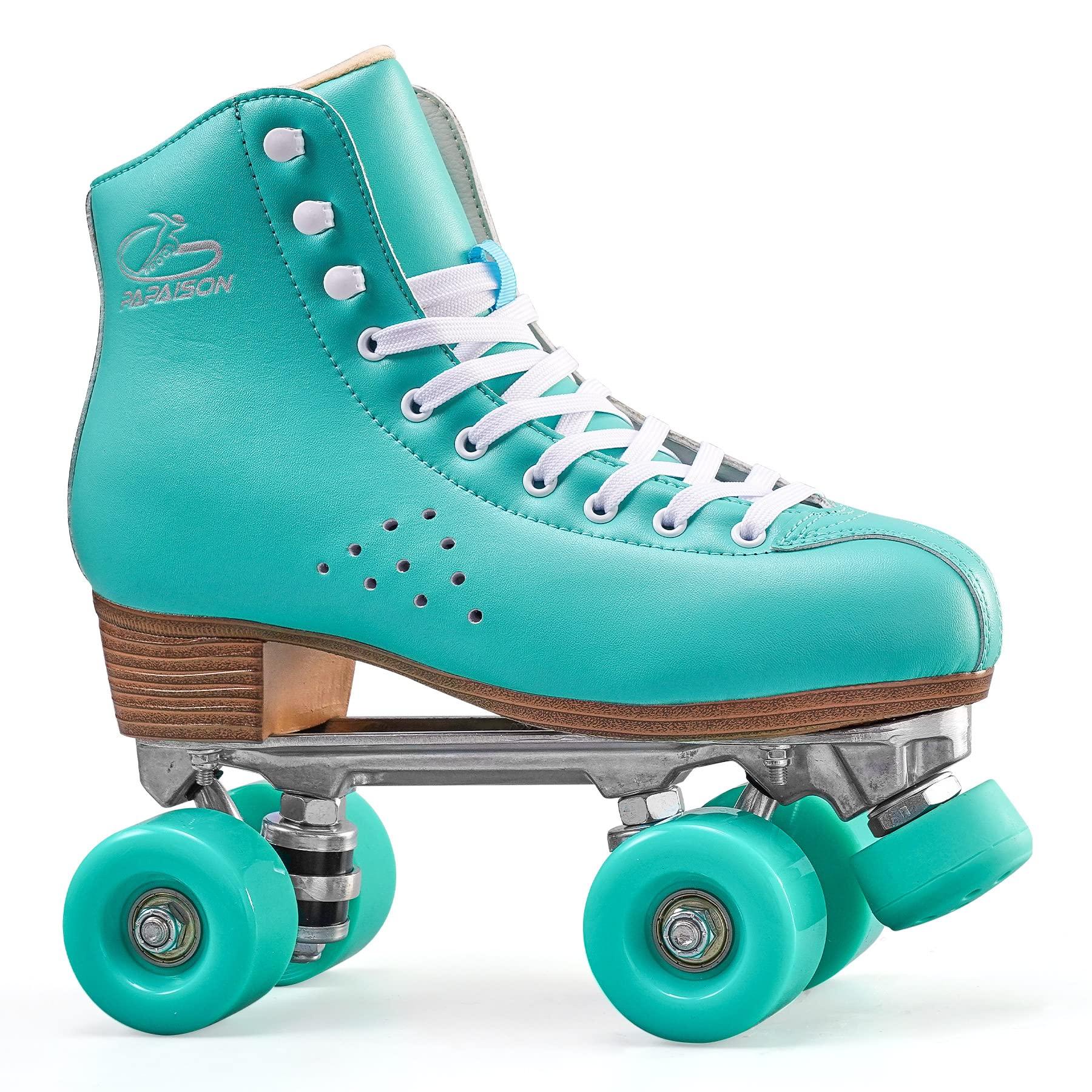 PAPAISON PAPAISON Roller Skates for Women and Men, Deluxe 2 Layer Microfiber Leather Double Row-Classic Roller Skates for Girls, Professional Outdoor Indoor Quad-Skates for Kids & Adults