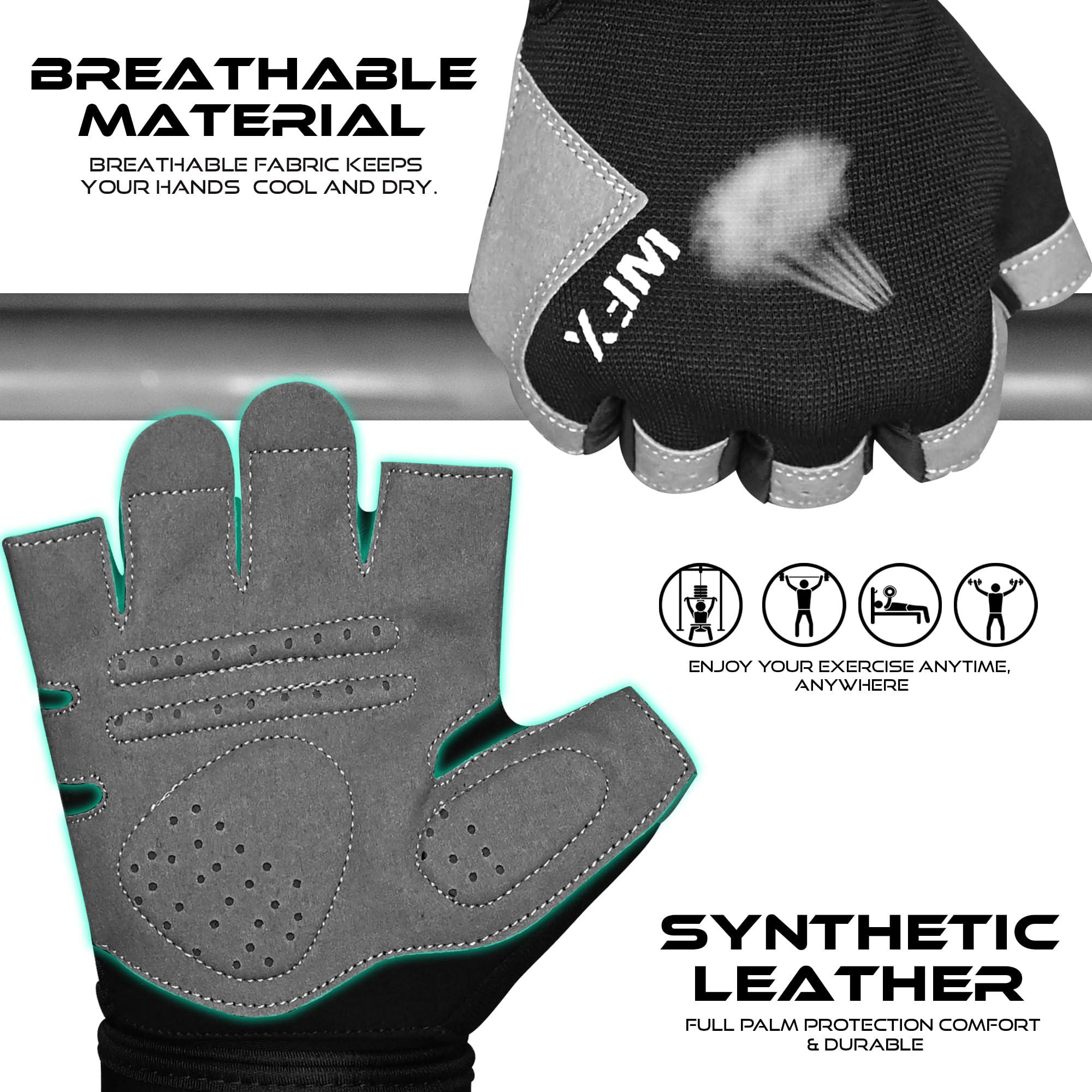 WESTWOOD FOX WESTWOOD FOX Gym Gloves Fitness Training Anti Slip Shock-Absorbing Weight Lifting Gloves Padded Grip Breathable Fingerless Workout Support for Men Women Cycling Exercise (Long Wristband, S)