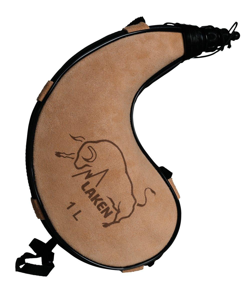 Laken Laken Spanish Bota Bag Leather Canteen Pouch for Wine and Water - Wine Skin Bag with Strap for Travel, Camping, Hiking | Kidney Shape - 1 Liter