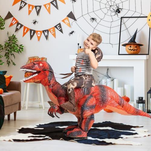 GOOSH GOOSH Inflatable Dinosaur Costume for Kids Halloween Costumes Boys Girls Funny Blow up Costume for Halloween Party Cosplay (7-10Yrs)