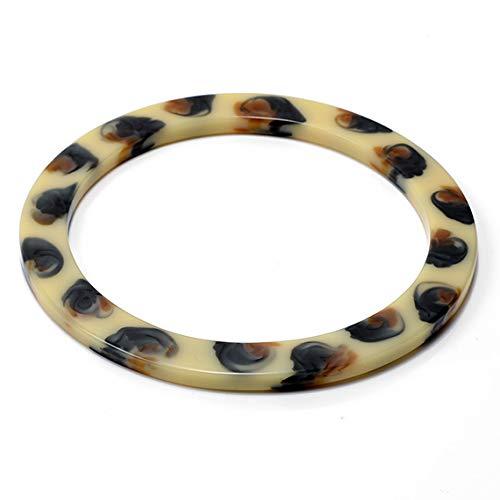 ejoyce 5" Round Acrylic Resin Handbag Handles by 1 Pair, HD-005 (Ivory/Brown Tortoise)