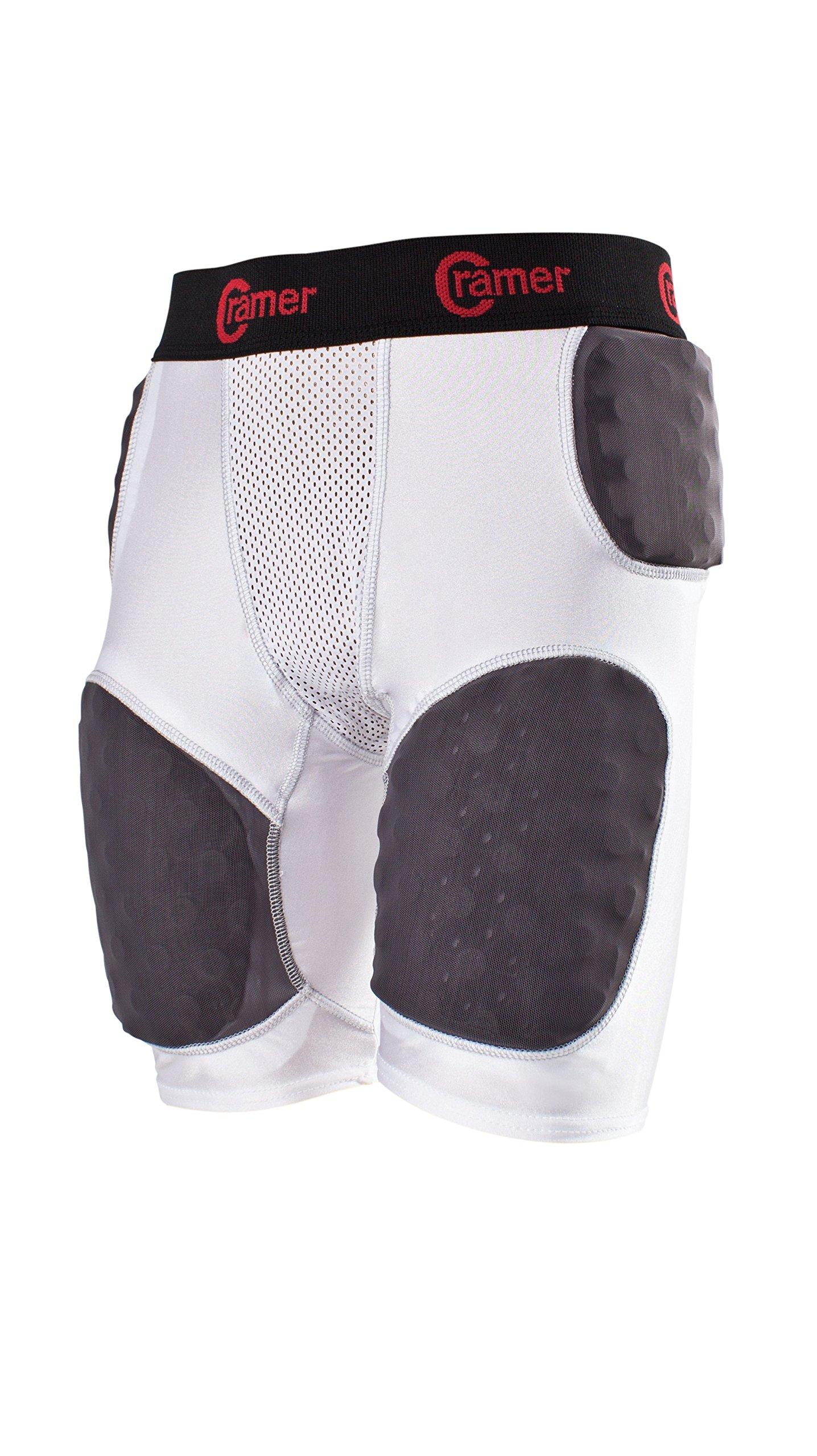 Cramer Cramer Skill 5 Pad Football Girdle With Integrated Hip, Thigh and Tailbone Pads, Lightweight Collegiate, White, Medium