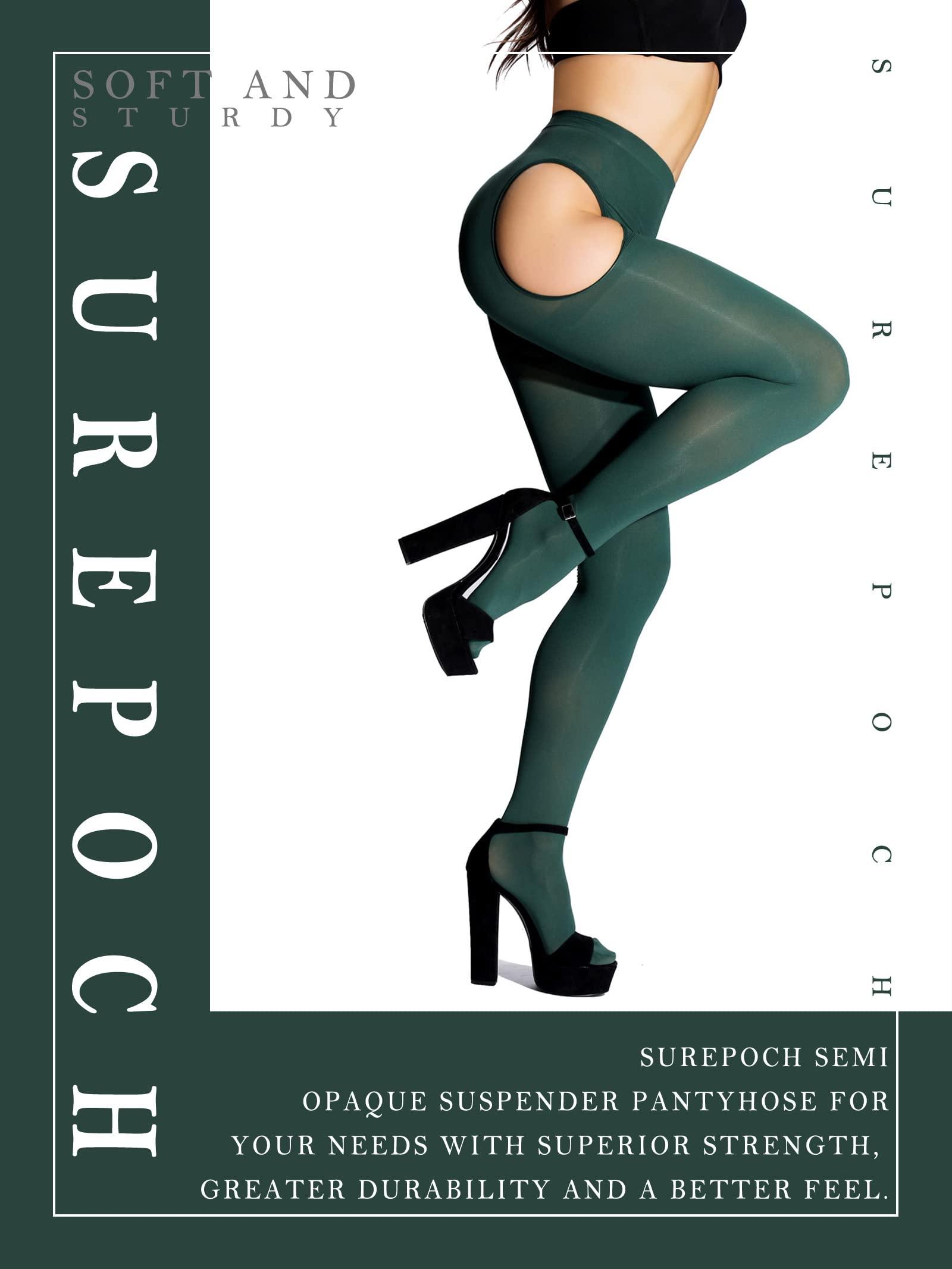 SUREPOCH SUREPOCH Suspender Tights for Women Plus Size Garter Belt Green Control Top Pantyhose