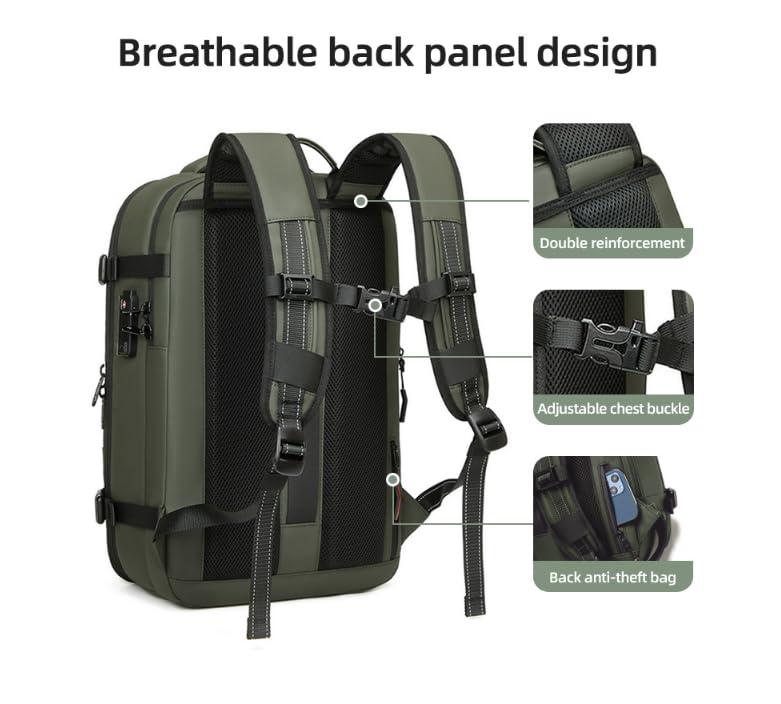 Generic Alepeak Vacuum Backpack with Anti Theft Lock,Air Vacuum Backpack Travel,Transactione Backpack,60L Expandable Air Vacuum Backpack for Travel with Pump for Compression (Black,No Air Pump)
