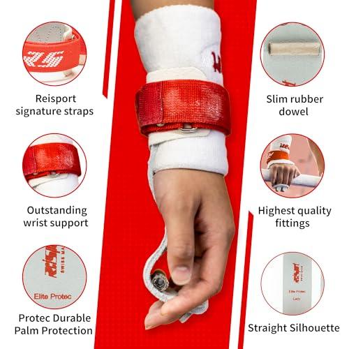 Reisport Reisport Women\'s Gymnastic Grips Protec Elite Hook & Loop Uneven Bar Grips, X-Small, Small, Medium, Women and Girls Gymnastics Training, Triple Strength Leather With Kevlar, Less Stretch, Safe Grip