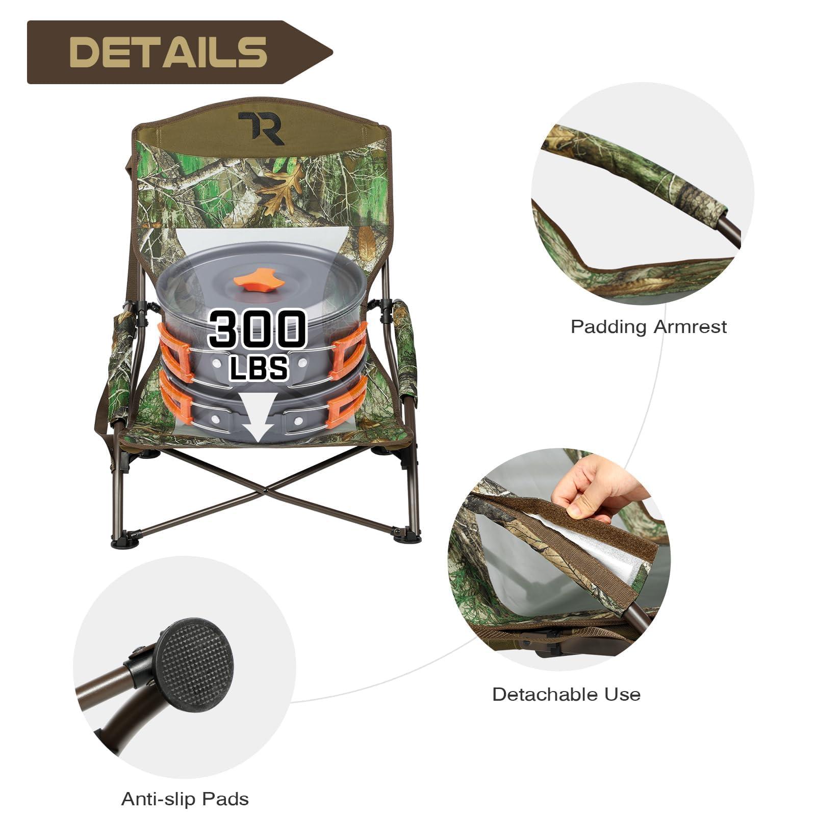 TR TR Low Camping Chair,Turkey Chairs for Hunting Lightweight Heavy Duty,Low Chair with Carry Bag for Outdoor Camping Travel (Camo 2)