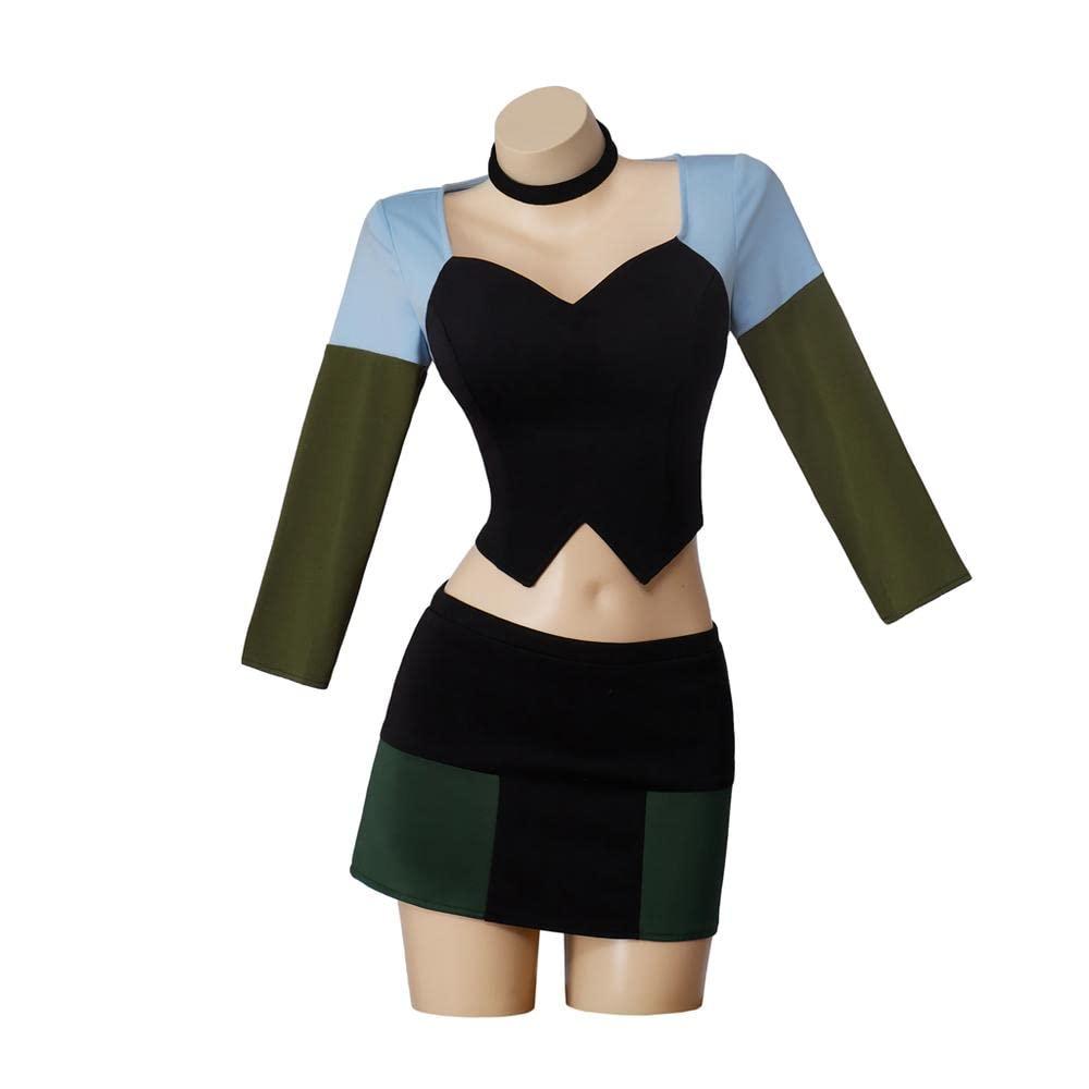 VEECOOCOS VEECOOCOS Total Drama Island Gwen Cosplay Costume Girls Crop Top and Mini Skirts Halloween Outfits-L