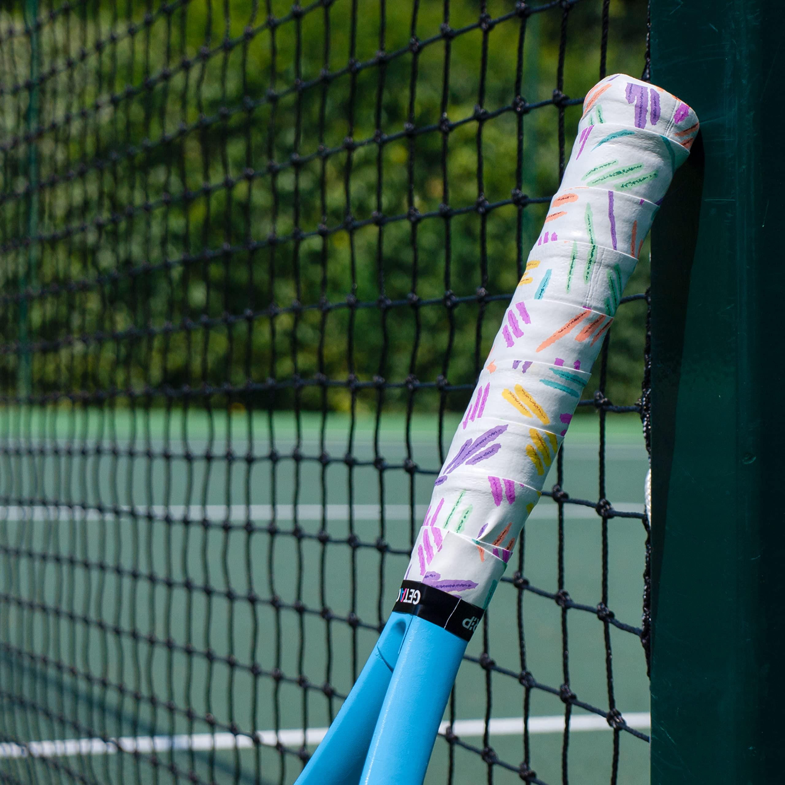 Get A Grip Get A Grip - Custom Tennis Racket Grip Tape - Anti-Slip/Quick-Drying Tennis Overgrips - Precut Badminton Racket Grip with Finishing Tape (Spring & Bounce, 1 Grip)