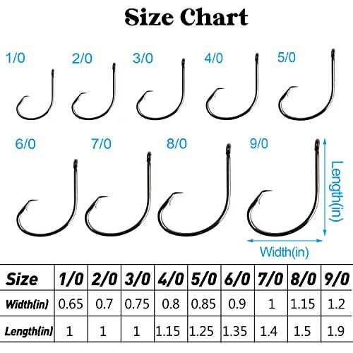 AGOOL Fishing Hooks Circle Hooks Saltwater, 50/150pcs in-line Circle Hooks High Carbon Steel Fish Hooks Straight Eye Barbed Point Catfish Hooks Octopus Hooks for Freshwater Saltwater Fishing