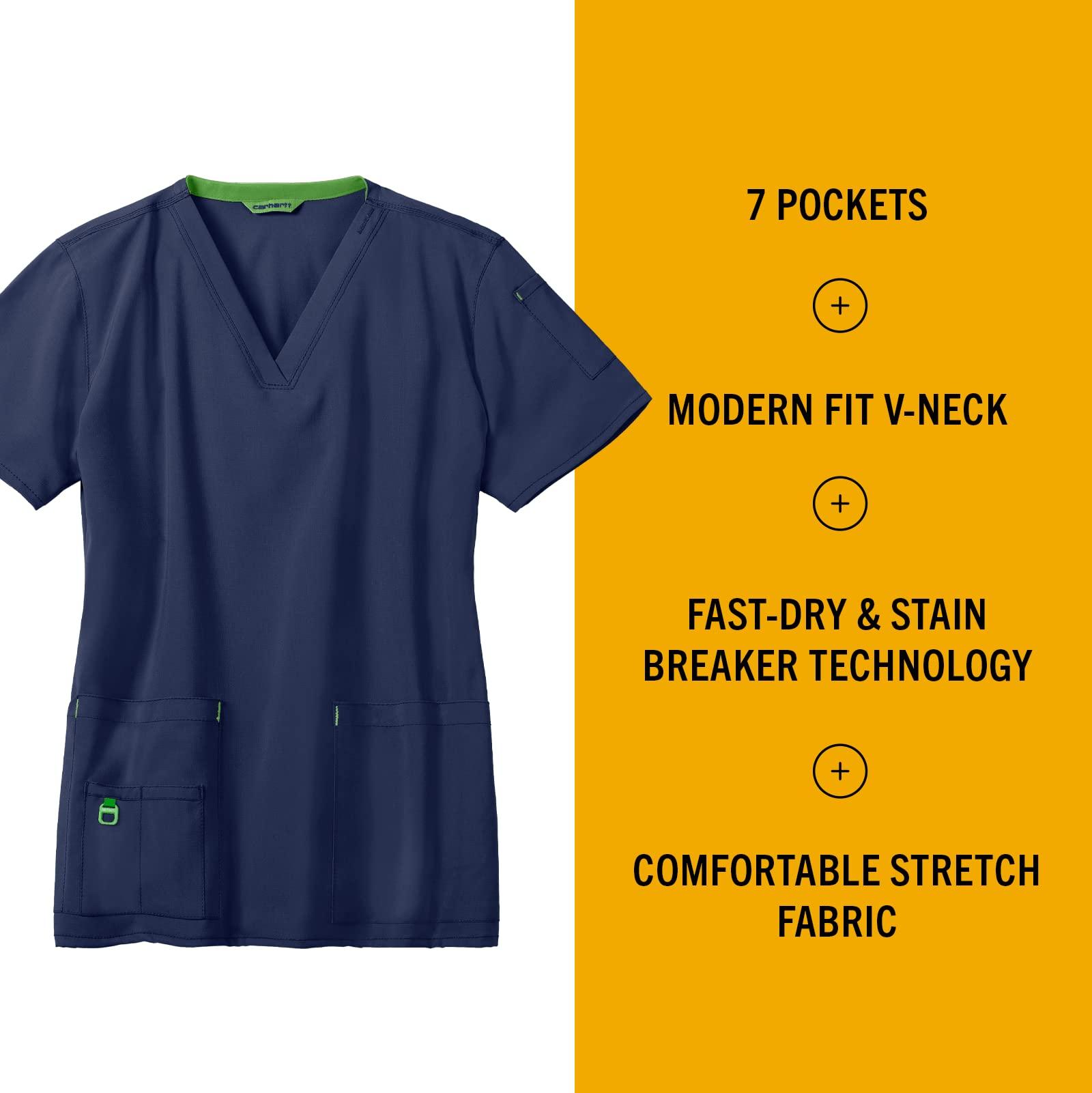 Carhartt Carhartt Cross-Flex Scrubs for Women's V-Neck Scrub Top Navy S