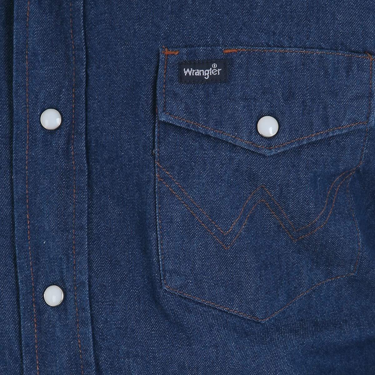 Wrangler Wrangler mens Cowboy Cut Western Long Sleeve Snap Work Firm Finish button down shirts, Indigo Denim, 16 Neck 33 Sleeve US