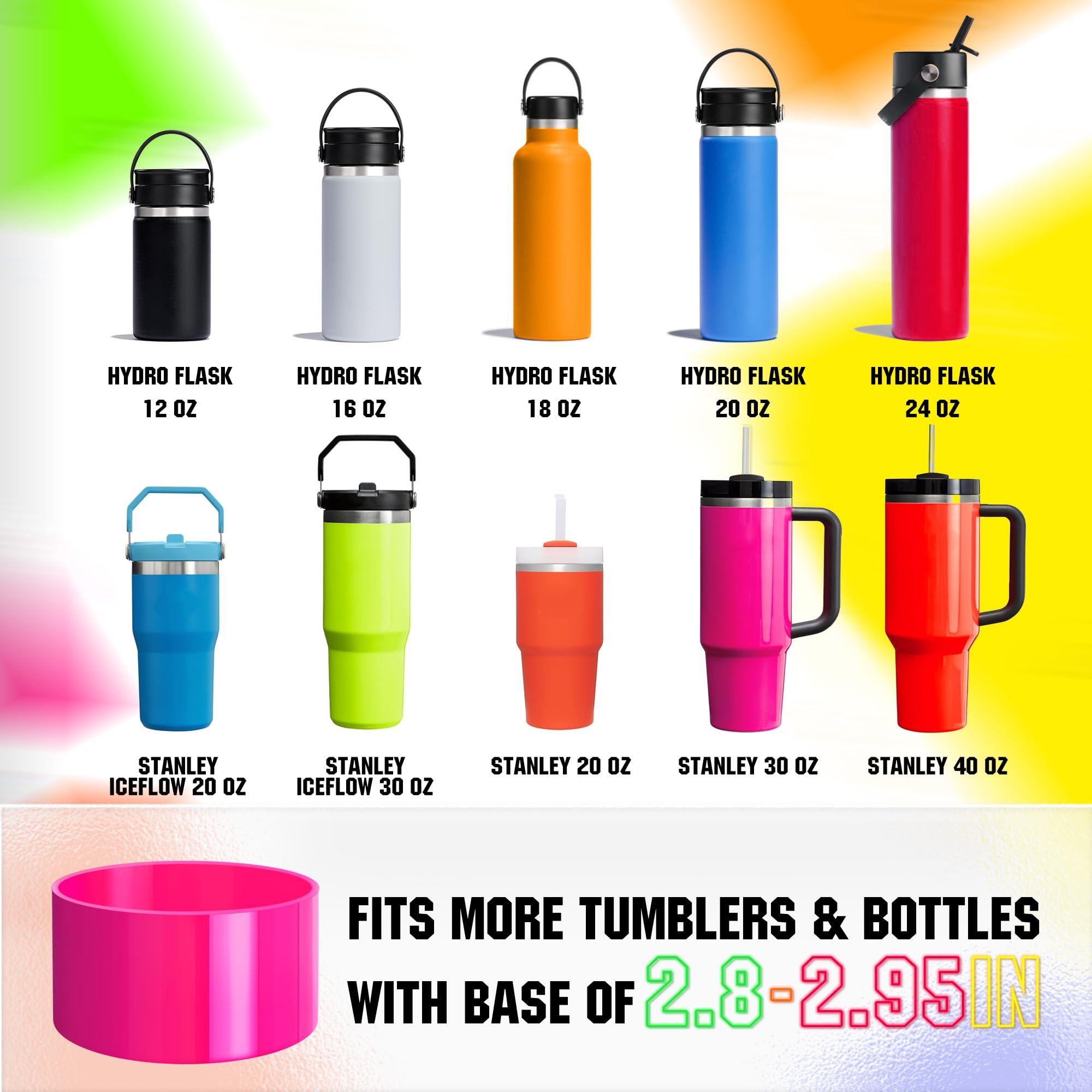 NBOOCUP Neon Protective Silicone Boot for Stanley Cup 20-40oz, Hydro Flask 12-24oz & Simple Modern 20-40oz, Antislip Sleeve Cover Neon for More Tumblers & Water Bottles with 2.8-2.95" Base, Electric Pink