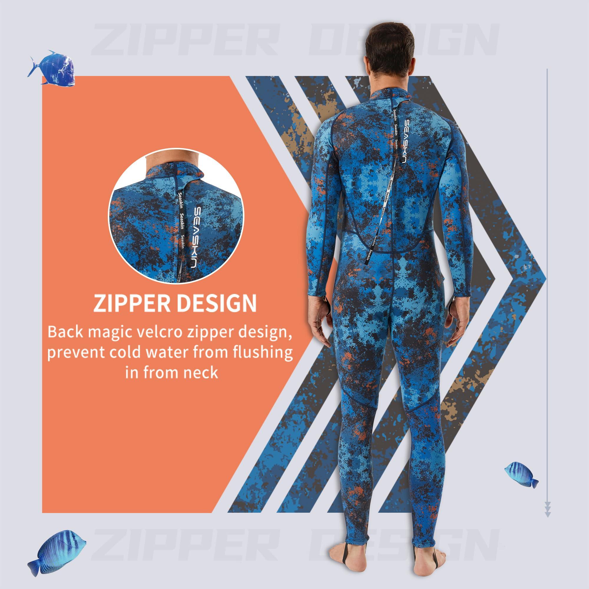 Seaskin Seaskin Spearfishing Wetsuit for Mens, 1.5mm Neoprene Camo Full Body Diving Suits for Snorkeling Swimming (3mm, Small)