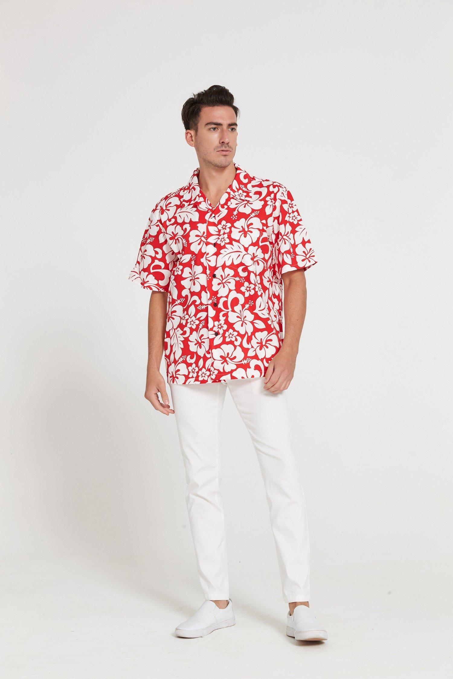 Hawaii Hangover Matchable Family Hawaiian Luau Shirts, Classic Vintage Hibiscus Red, Men, X-Large