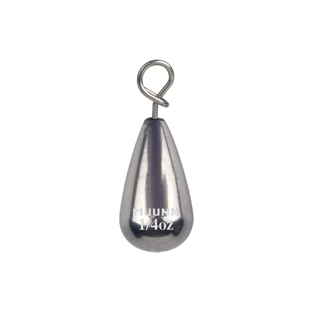 MUUNN MUUNN Tungsten Fastach Teardrop Weight, Tungsten Drop Shot Weights, Fastach Fishing Sinkers Kit for Drop Shot Rig,97% Density Tungsten Fishing Weights-10PackPlain,1/16oz