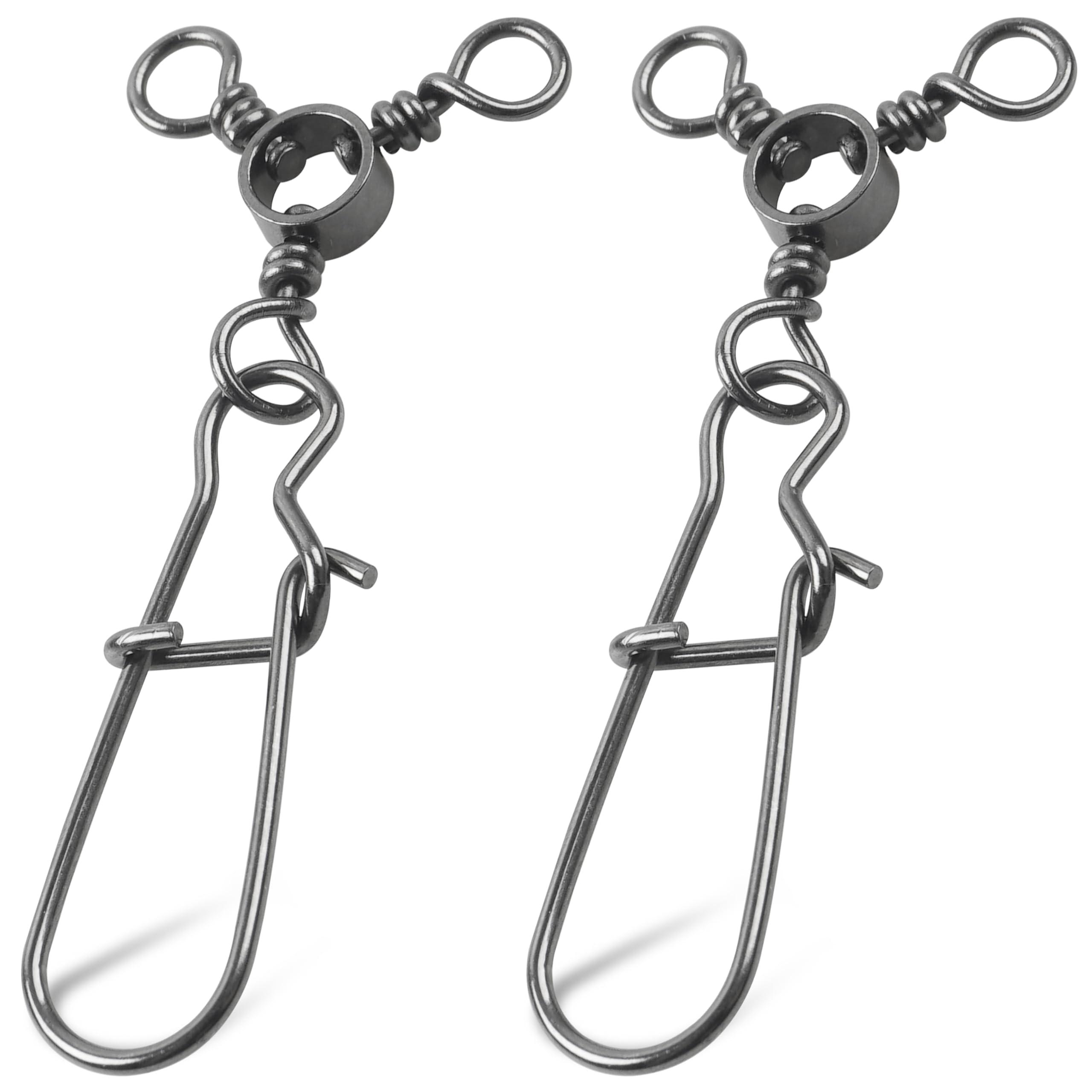 SILANON SILANON Fishing 3 Way Swivel Snaps Stainless Steel Cross Line Duo Lock Snap Swivels Saltwater Barrel Triple Swivels Fishing Tackle Connector for Catfish Trolling Surf Rig 26-83LB