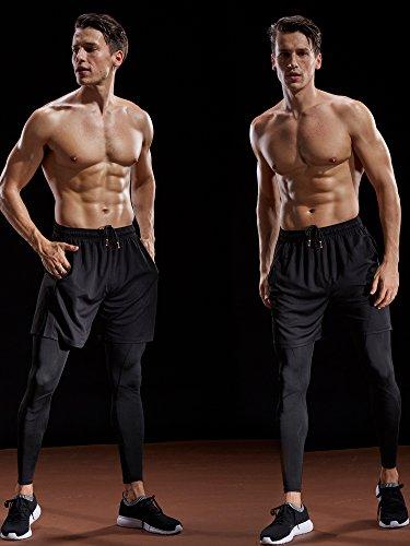 NELEUS NELEUS Men\'s 7\" Workout Running Shorts with Pockets,6056,3 Pack,Black,Grey,Blue,L,EU XL