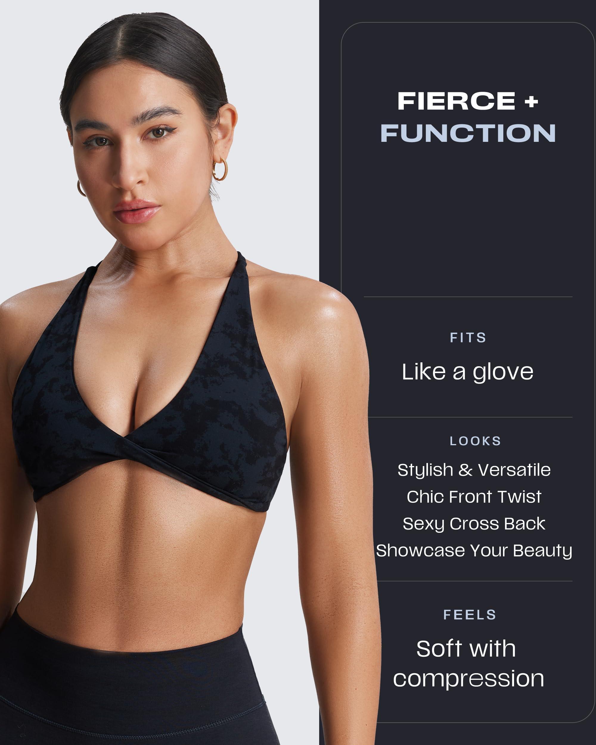 Aoxjox Aoxjox Women's Workout Sports Bras Fitness Sienna Low Impact Bra Yoga Crop Tank (Cloud Black, Medium)