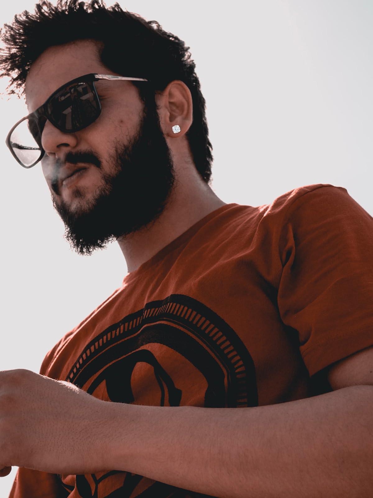 ketryep Cubic Zirconia Mens Earrings Stud Eagle Claw Stud Earrings for Men Women, Jewelry Christmas Birthday Gifts for Women Mens (Silver-square)