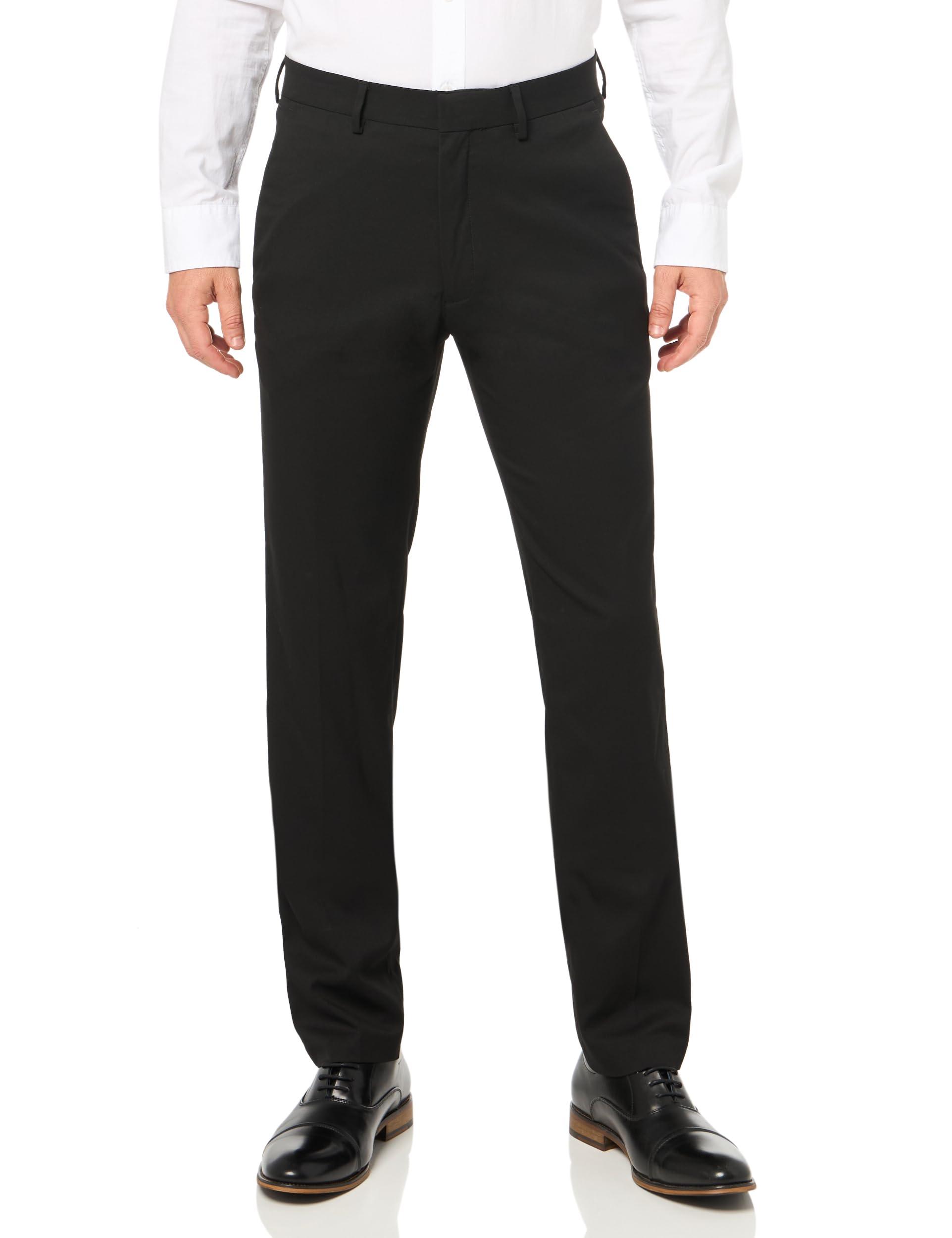 Kenneth Cole Reaction Kenneth Cole Reaction Men's Slim Fit Solid Performance Dress Pant, Black, 36W x 32L