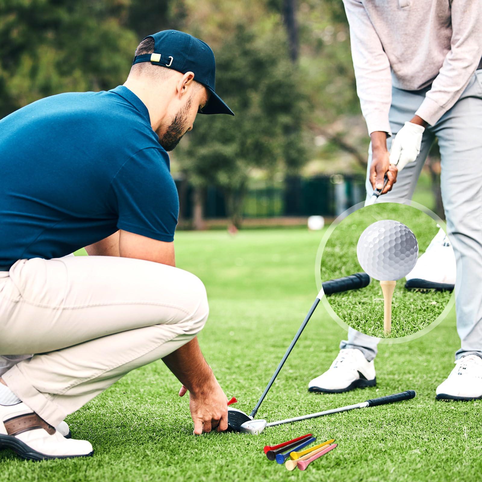 Mudder Mudder 2000 Pcs Bamboo Golf Tees Bulk Professional Golf Tees Reduce Friction Side Spin for Club Men Women Kids Accessories(Multicolor,3-1/4 Inch)