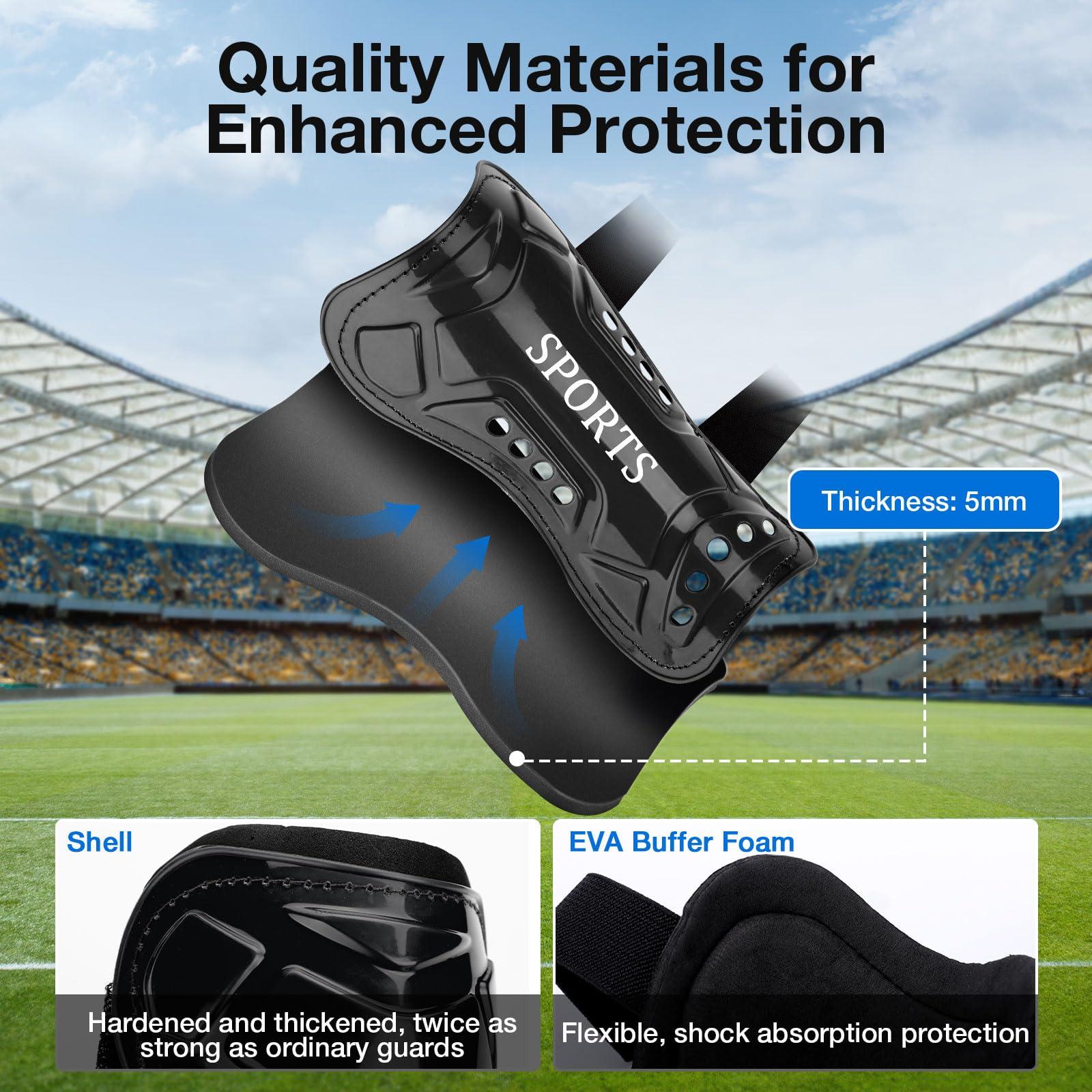 Motspo Motspo Soccer Shin Pads with Adjustable Double Strap (Black, White & Medium) & Motspo Soccer Extra Mini Shin Guards for Toddler Kids Youth and Adults