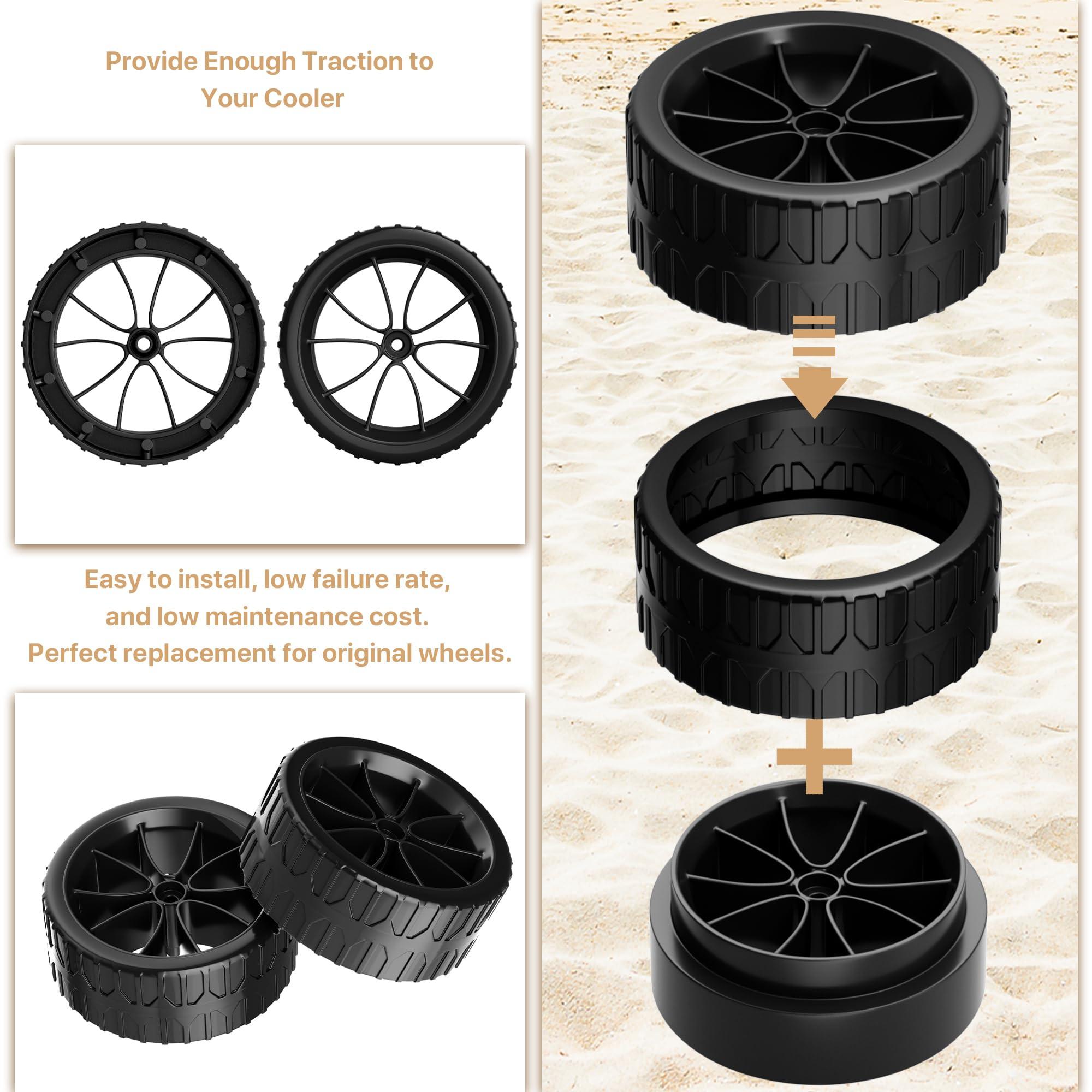 LBB-Parts LBB-Parts 6 Inch Cooler Wheel,Compatible with Most Igloo Coolers - Yukon 90 QT,Glide 110 QT,Ice Cube 58 QT/60 QT,Maxcold Latitude 62 QT etc,6'' Cooler Replacement Wheels kit(6'' Black Wheels)