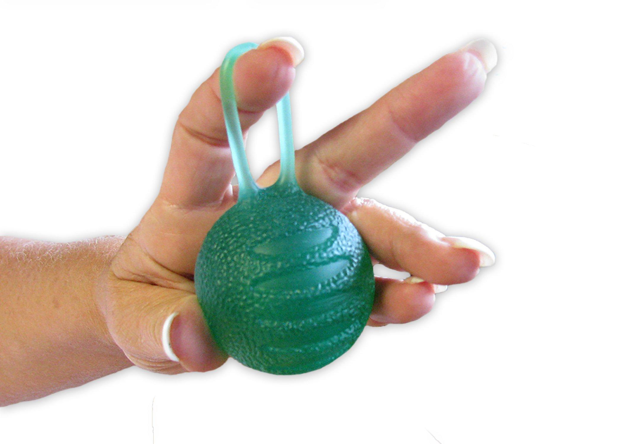 Rehabilitation Advantage Rehabilitation Advantage Hand Grip Finger Therapy Exercise Ball with Loop, Green