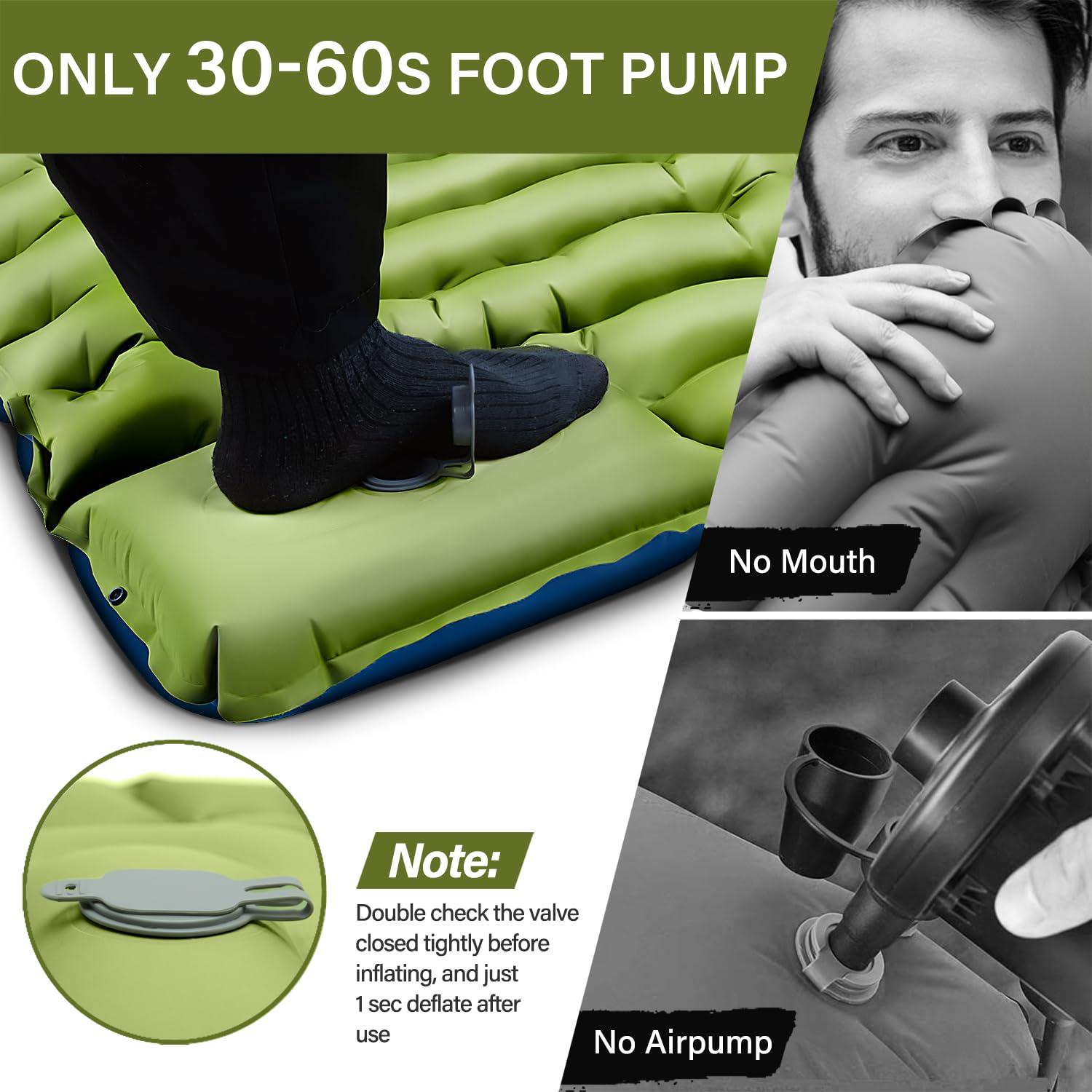 FUN PAC Yuzonc Camping Sleeping Pad, Ultralight Camping Mat with Pillow Built-in Foot Pump Inflatable Sleeping Pads Compact for Camping Backpacking Hiking Traveling Tent