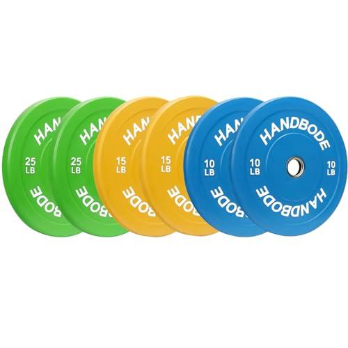 HANDBODE HANDBODE Bumper Plates Olympic Weight Plates, Colored Rubber plate for Weight Lifting and Strength Training 100LB
