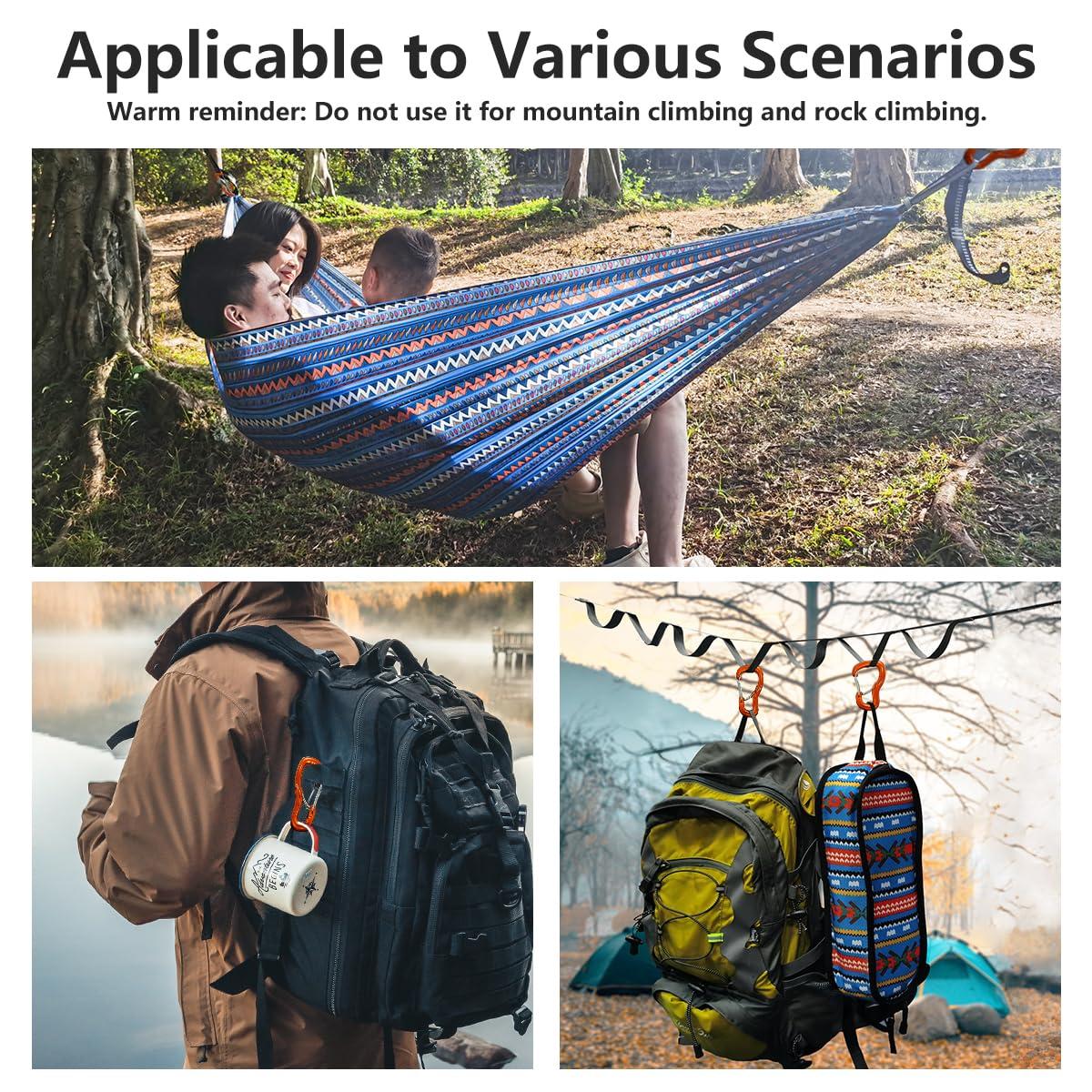 Travel Bird Travel Bird Heavy Duty Carabiner Clip Hook 8KN (1763 lbs), 2 PCS Ultra-Light Aluminum Caribeaners with Double Door D Ring Shape, for Hammock, Camping, Hiking, Backpacking, Dog Leash, Keychain Clip