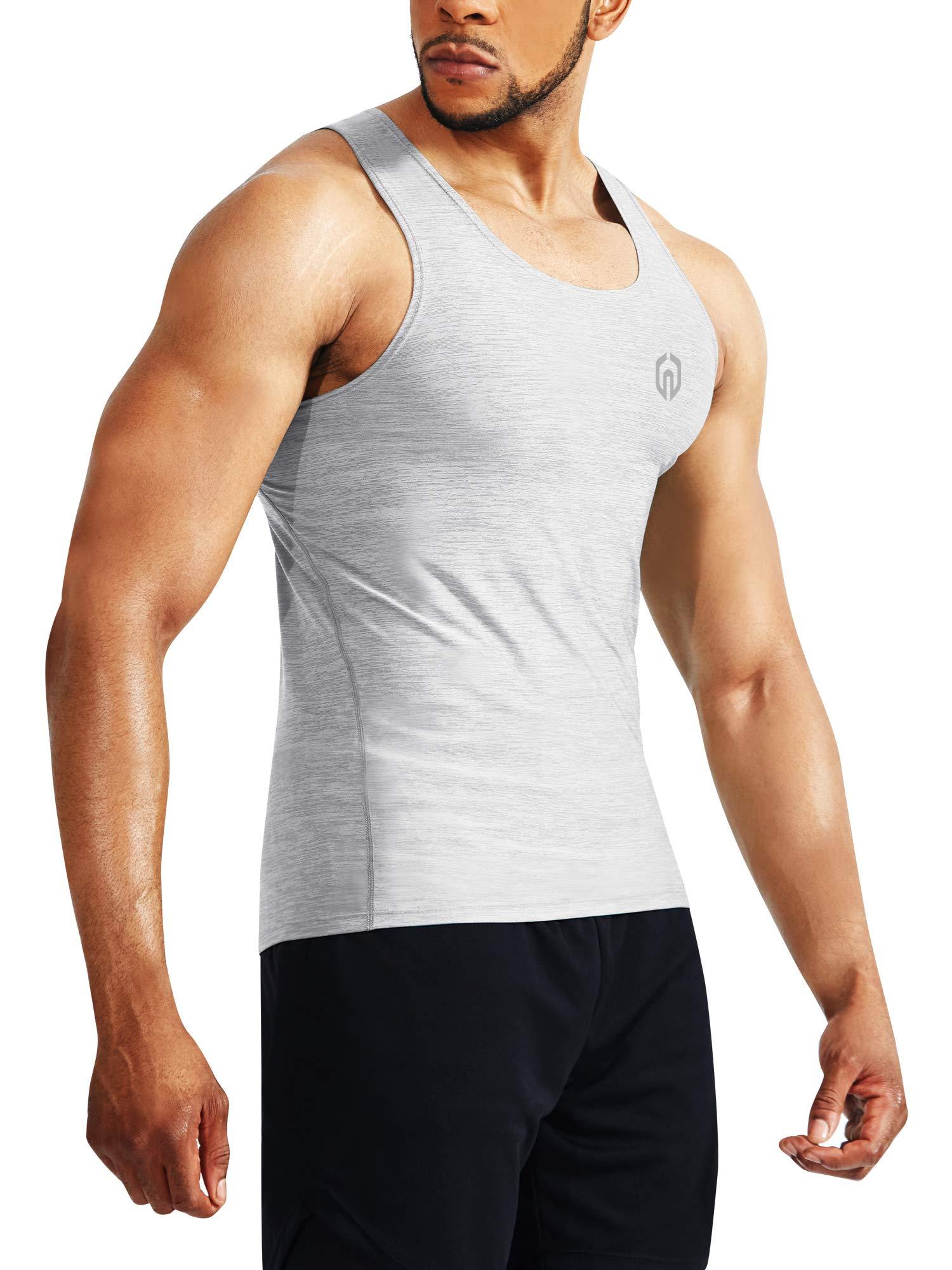 NELEUS NELEUS Men\'s 3 Pack Compression Tank Top Tight Muscle Shirts,5074,Light Grey,US XL,EU 2XL
