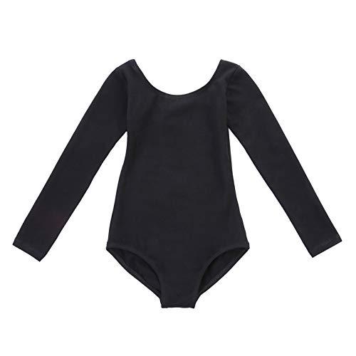 Stelle Stelle Girls Long Sleeve Team Basic Leotard Ballet Dance Gymnastics (Toddler/Little Kid/Big kid) (Black,5T)