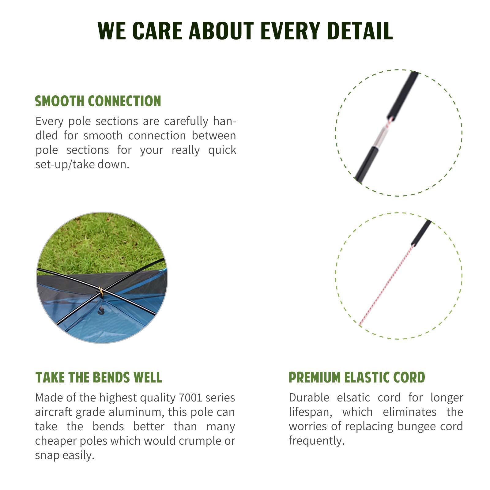 BRILLIANCE4U BRILLIANCE4U Pre-Assembled Aluminum Tent Pole 12ft 1.4in 8.5mm, Lightweight Tent Poles Replacement, 7001 T6 Heated Aluminum Alloy, Outer Dia. 0.33\" 2 Poles Pack