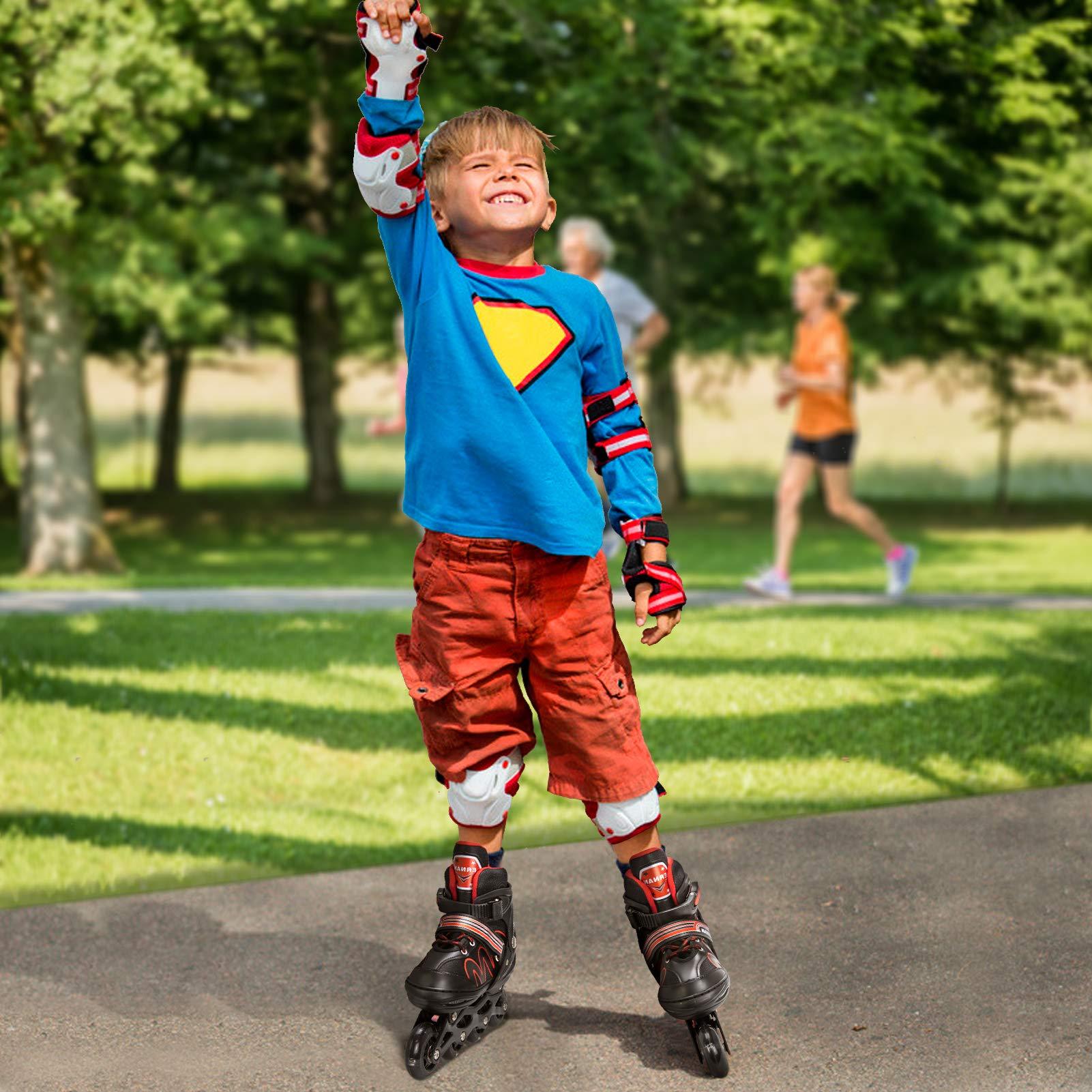 ERNAN ERNAN Inline Roller Skates,Adjustable Inline Skate for Kids and Adults with Full Light Up Wheels,Outdoor Roller Blades for Boys and Girls, Men and Women (Red)