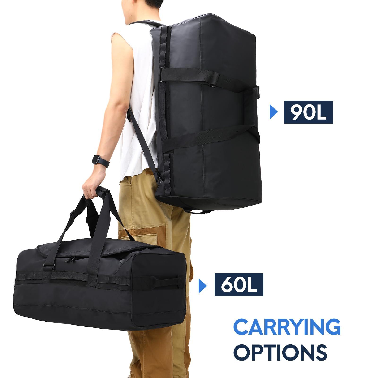 Haimont Haimont Travel Duffel Backpack Bag 60L for Men Large Sports Duffle Bags with Backpack Straps for Hiking Camping Gym Workout, Water Resistant, Black