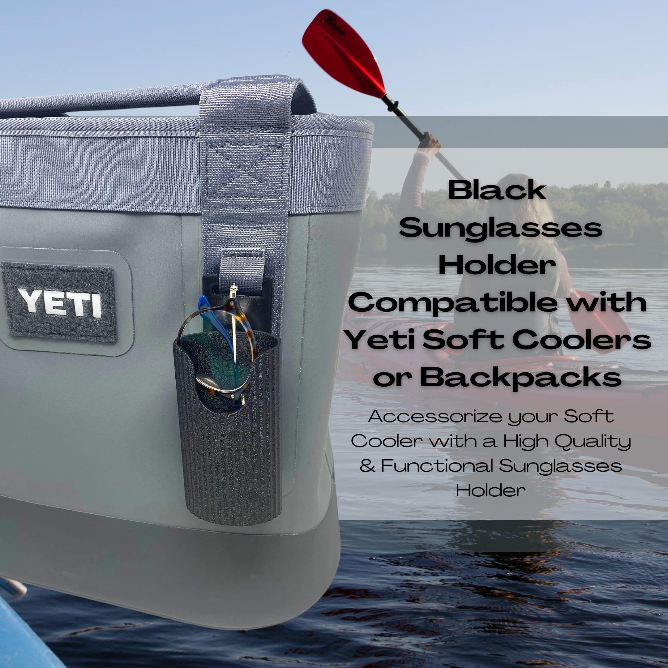 Boglets Sunglasses Holder Attachment Compatible with Soft Yeti Coolers & Backpacks with Straps - Accessorize Your Cooler or Backpack & Securely Hold Your Sunglasses - Made in USA! (Black)