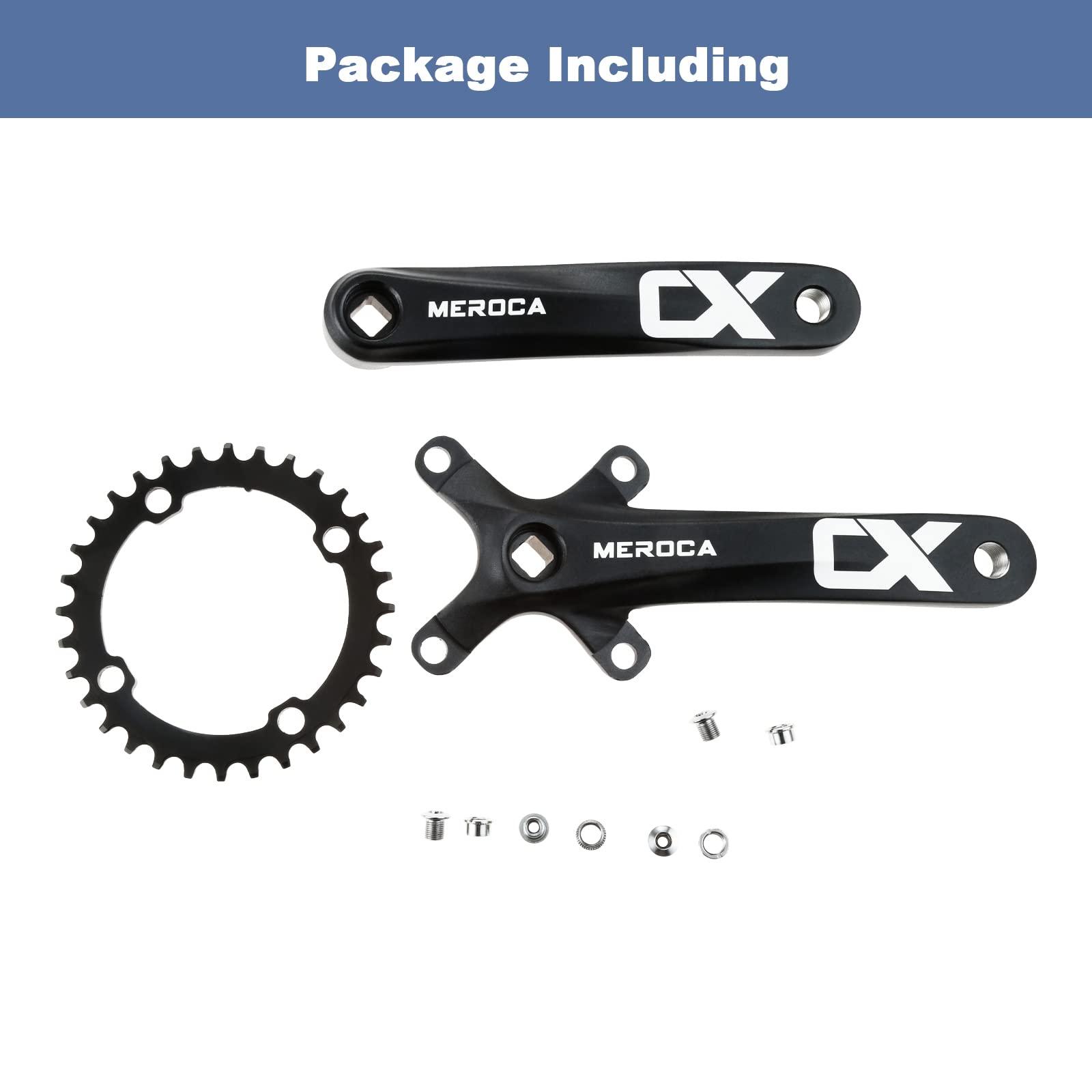 PETCHOR PETCHOR Square Taper Crankset MTB, Mountain Bike Single Speed Crankset, Bicycle Crank Arm Set 170mm 104BCD, 32T Chainring & Bolts