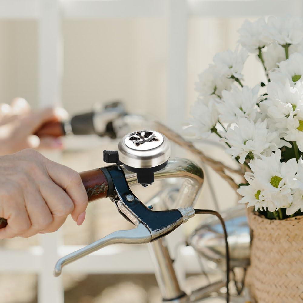 WIRESTER WIRESTER Silver Aluminum Round Bike Bell, Classic Ring Bicycle Bell, Bike Accessories Bell Ring for Adults Kids Girls Boys - Raccoon