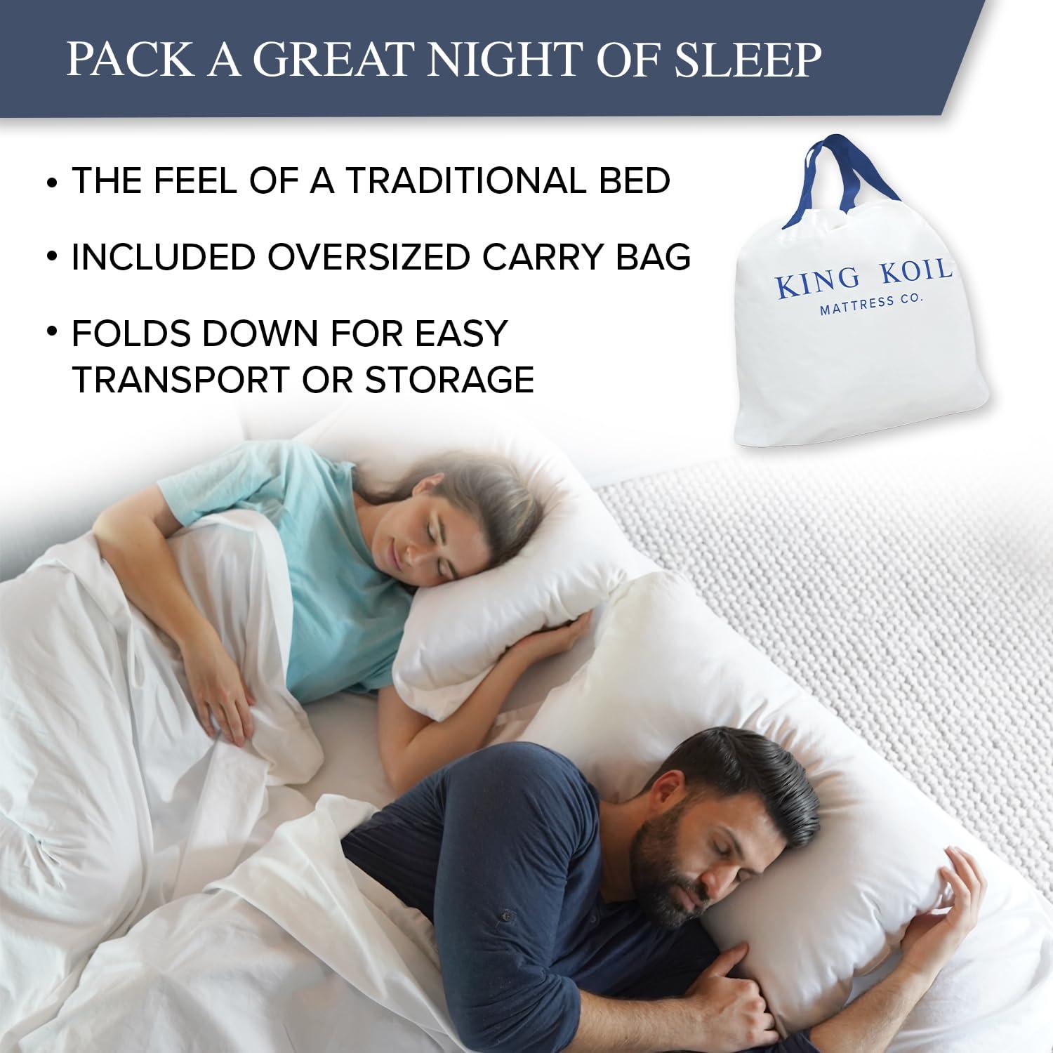 King Koil King Koil Luxury Queen Air Mattress with Built-in Pillow & Ultra-Fast Built-in High-Speed Pump, 20 Inflatable Premium Airbed, Waterproof, Adjustable Firmness, 1-Year Manufacturer Warranty