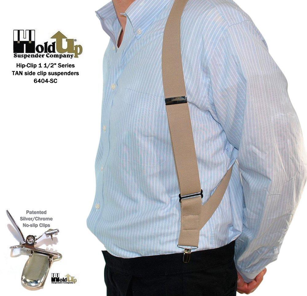 Holdup Suspender Company Hold-Up Hip-clip Style Suspenders for Men 1 1/2" Wide (Tan)
