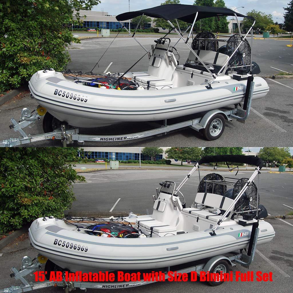 Seamax Seamax Bimini Top Solution for Inflatable Boat, Fiberglass Boat & Aluminum Boat (Size B - L60 x W54-58 x H46, Black Bimini + 2 Pontoon Kit +Rear Pole)